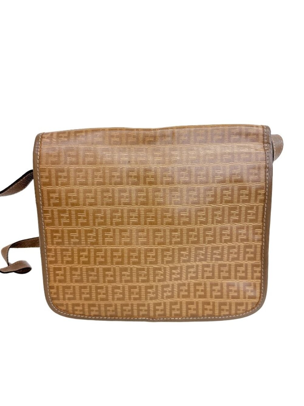 Fendi Zucchino FF Pattern Shoulder Bag Pochette Beige Vintage